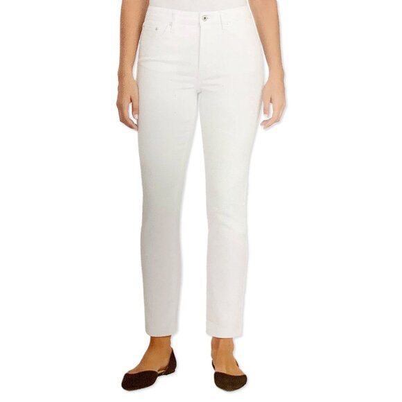 NWT White High-Rise Jeans -Junior Size 14/32 Slim Straight Ankle Pants Ella Moss - Picture 1 of 3